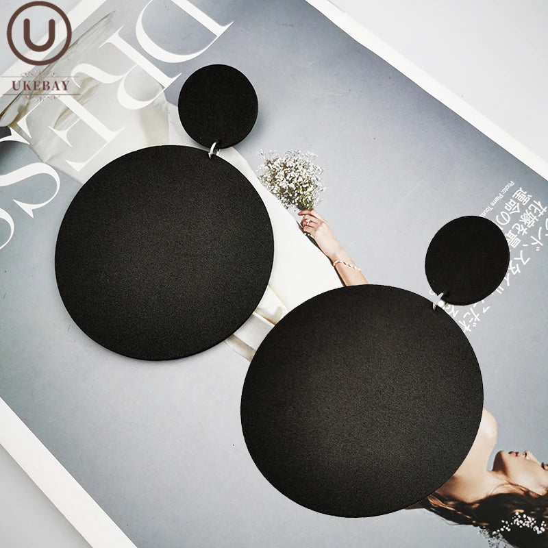 UKEBAY New Big Earrings For Women Round Drop Earrings Black Handmade Jewelry Gothic Ethnic earring Europe Style Jewelry Gifts